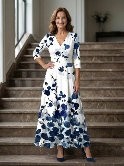 Celine | Cross Wrap Neck Midi Dress